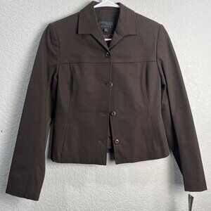 Express Womens Choclate Brown Blazer‎ Jacket Size 5/6 Y2K Grunge 90s Academia